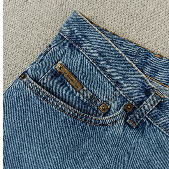 Calvin Klein Vintage Jean Shorts Men's 37X8 Blue Stone Wash Baggy Street Grunge - Picture 3 of 13